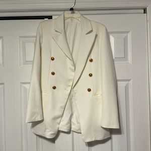 White blazer double-breasted gold buttons